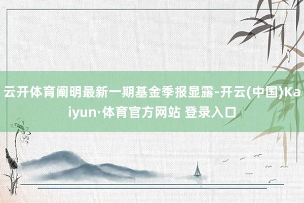 云开体育阐明最新一期基金季报显露-开云(中国)Kaiyun·体育官方网站 登录入口