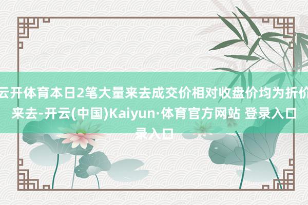 云开体育本日2笔大量来去成交价相对收盘价均为折价来去-开云(中国)Kaiyun·体育官方网站 登录入口